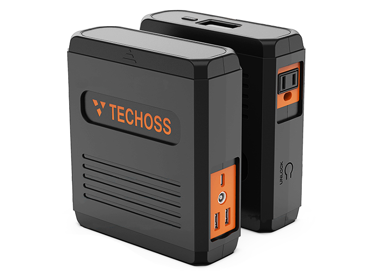 容量無限!?簡単着脱バッテリー搭載「超小型ポータブル電源TECHOSS」 | クリエイターズステーション