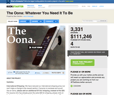 he Oona: Whatever You Need It To Be（http://kck.st/jlc41L） 