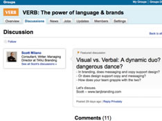 ビジネスのためのSNS、LinkedIn。 スコットさんが立ち上げているコミュニティ「VERB」 のページ