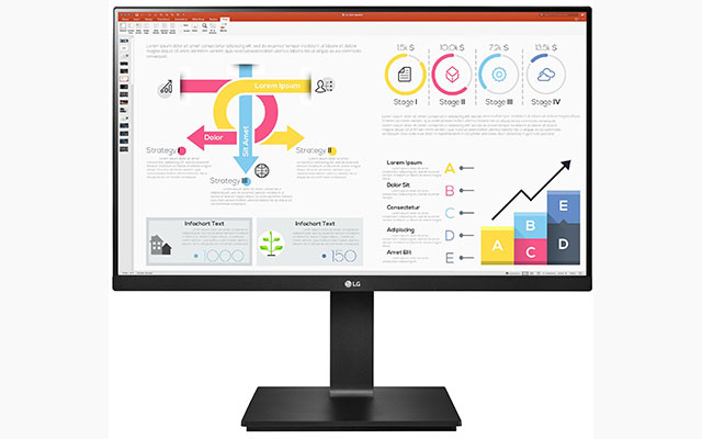 フレキシブルスタンドを採用、WQHD の広い作業領域を実現した23.8